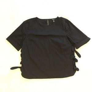 Black Boxy blouse with side tie details